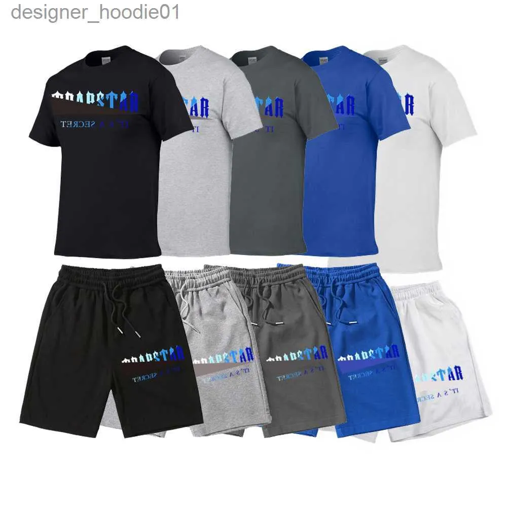 Survêtements pour hommes T-shirts pour hommes Survêtements Designer Lettre d'impression Luxe Noir Blanc Gris Couleur Arc-en-ciel Sports d'été Mode Cordon de coton Haut à manches courtes Taille S M L X