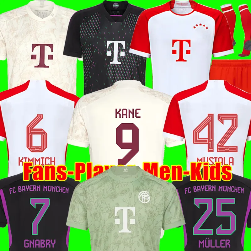 23 24 Kane Musiala Soccer Jersey Player Versão de Ligt Sane Bayern de Munique Gnabry Goretzka Muller Davies Kimmich Football Cirtle Men Kit Kit 2023 2024 Terceiro Tops