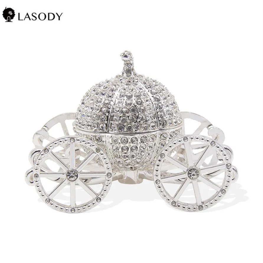 Crystal Storage Box Askepott Pumpkin Carriage Trinket Box med gångjärn Treasure Chest Organizer Keepsake Gift till sin Y1116181T