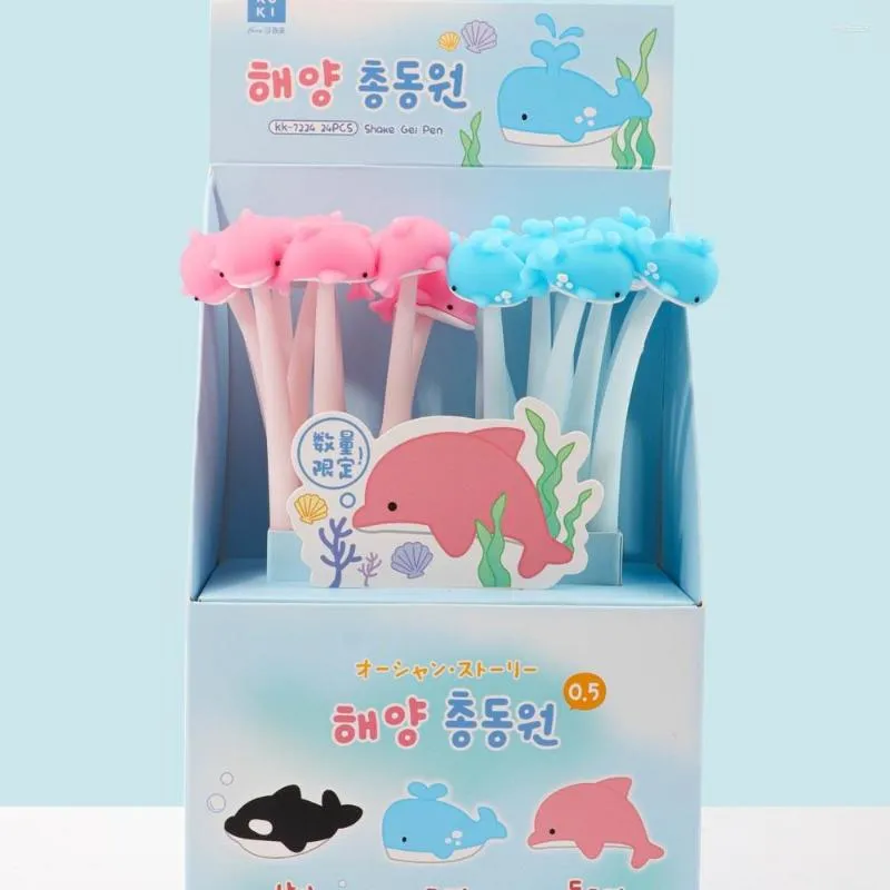 Stuks Creatieve Cartoon Leuke Walvis Silicagel Pen School Kantoorbenodigdheden Briefpapier Gift 0.5mm Zwarte Inkt Plastic Materiaal