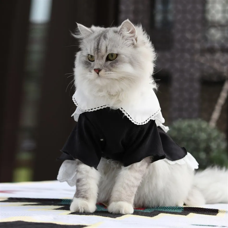 Костюмы для кошек, наряд горничной для кошек, весенне-летняя униформа, трансформируемая в одежду для кошек, юбка для домашних животных, принадлежности для одежды для собак 220908320L