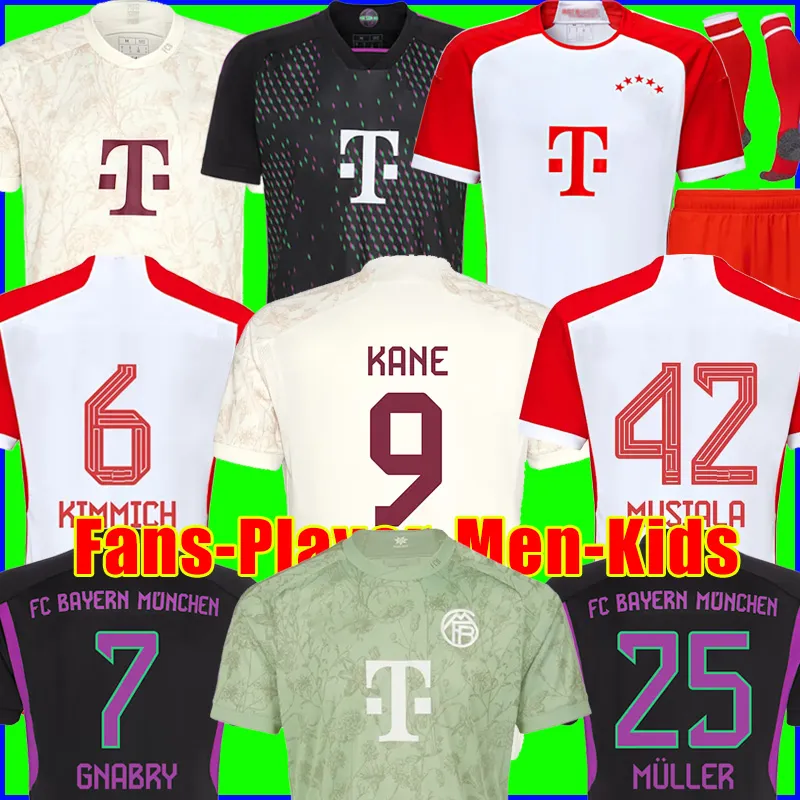 23 24 Kane Musiala Soccer Jersey Player Version de Ligt Sane Bayern Munich Gnabry Goretzka Muller Davies Kimmich Football Shirt Men Kids Kit 2023 2024 Tredje 3: e