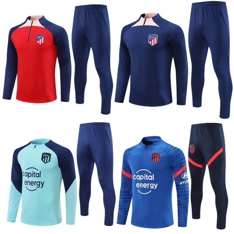 2023 2024 Atletico Madrids Trailsuit Futbol Eğitim Takım Kiti 23 24 Griezmann Erkek ve Çocuklar Futbol Trailtsuits Sportswear Chandal Futbol Survetement