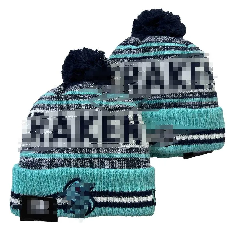 Kraken Beanies Cap Wool Warm Sport Knit Hat Hockey North American Team Striped Sideline USA College Cuffed Pom Hats Män kvinnor A0