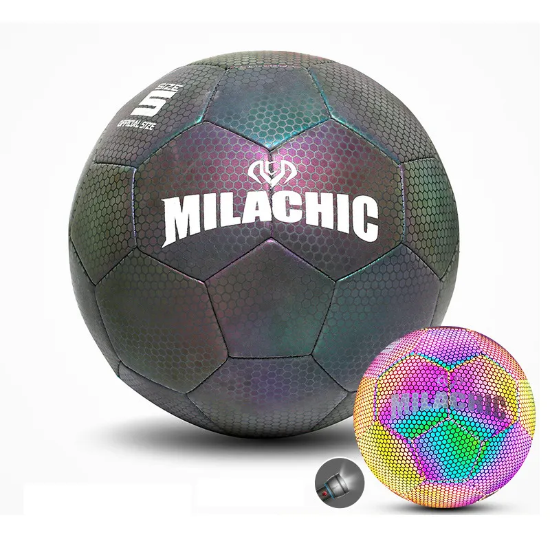 Ensemble de ballon de football réfléchissant brillant ballon lumineux pour  enfants adultes ballons de football taille 4 et taille 5