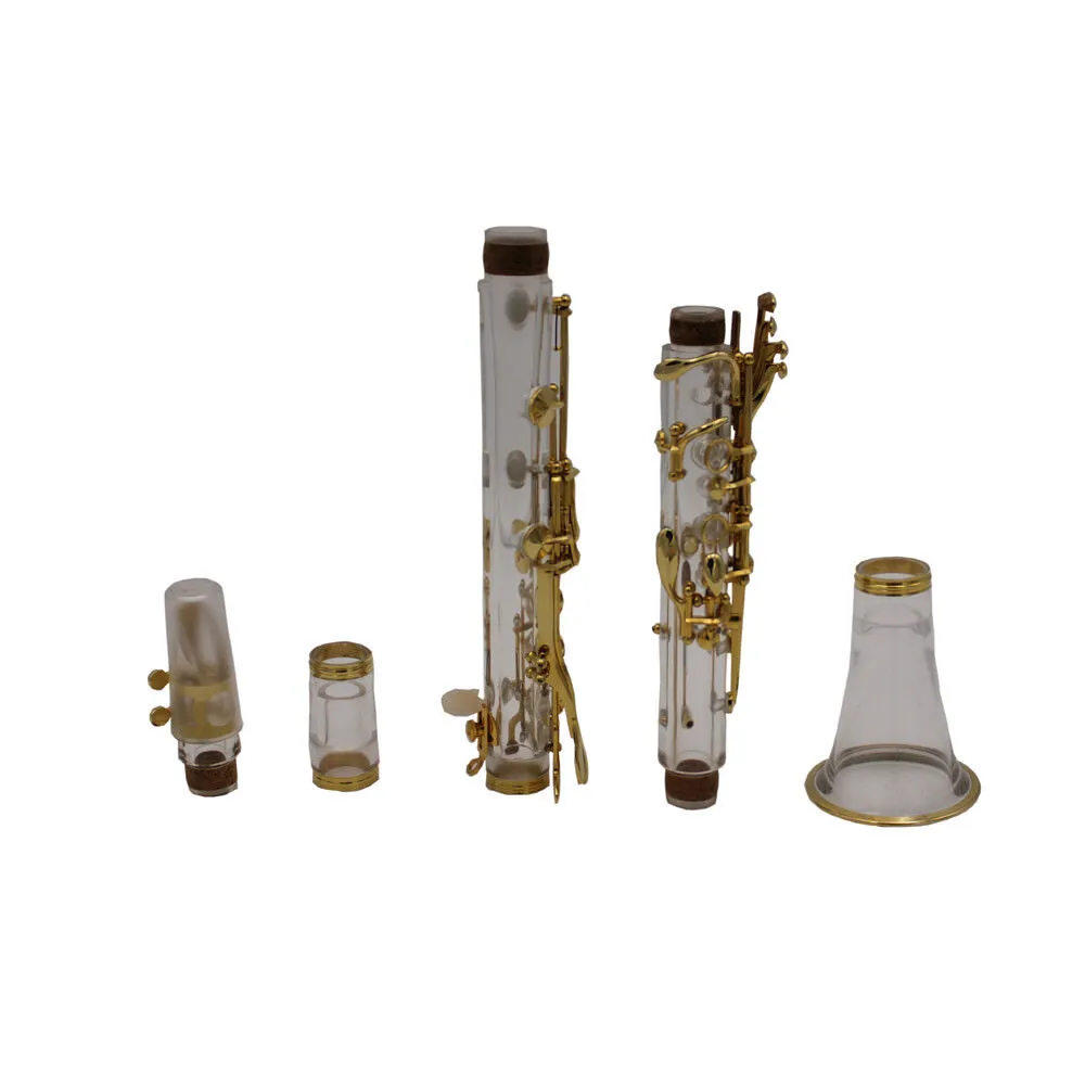 Eastern music acrylic clear ABS body B flat clarinet gold plated keys with case