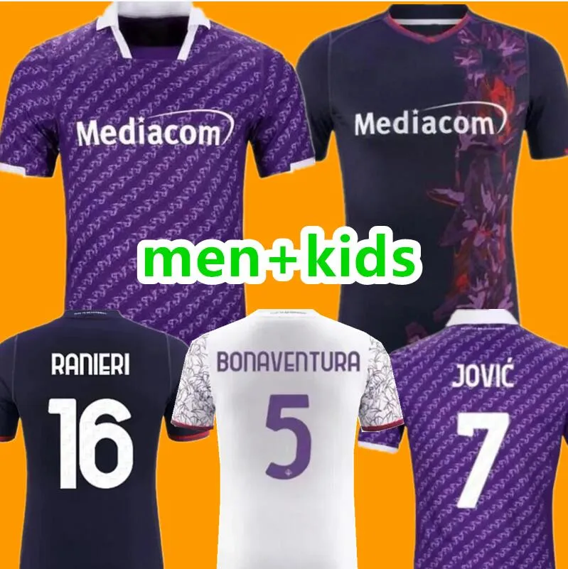 2023 24 Fiorentina Mens Soccer Jerseys Nico Doodo Sottil Milenkovic Bonaventura Castrovilli Jorko Barak Home Away 3rd Football Shirts Men Kids Shirt Maglia