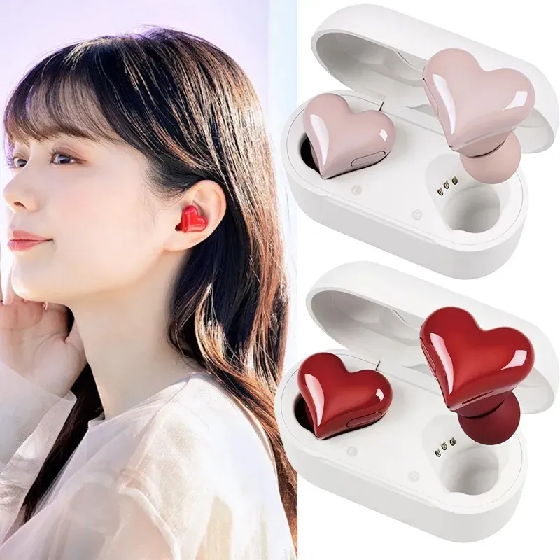 NIEUWE Heartbuds Draadloze Koptelefoon TWS Oordopjes Bluetooth Headset Hartknoppen Vrouwen Mode Roze Gaming Student Hoofdtelefoon Meisje Gift