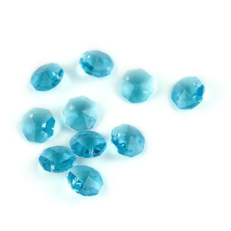 Lustre de cristal aquamarine 14mm contas octagonais com 1 furo/2 furos peças de lâmpada de iluminação componente de cordão para casamento em casa diy gota dh5of