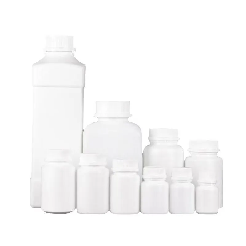 Bouteilles d'emballage en plastique avec bouchon antivol, petit bouchon à vis vide blanc 20 ml-200 ml