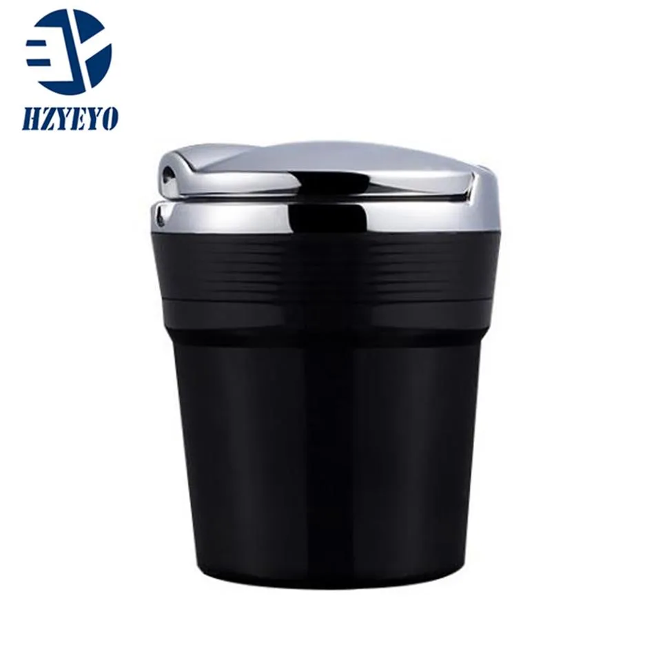 Hzyeyo Portable Car Smokeless Stand Cylinder Cup Holder Cigarett Ashtray med Blue LED-biltillbehör D-2070211o