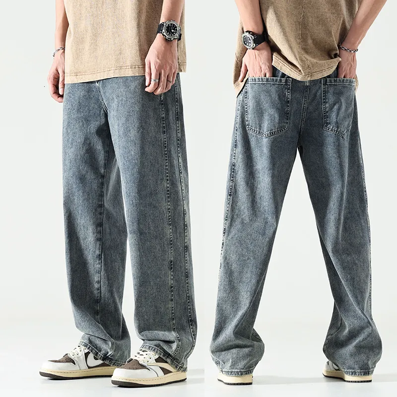 Blue Streetwear Mens Oversized Baggy Jeans With Wide Leg For