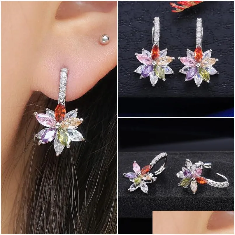 Ohrstecker Caoshi Wunderschöne Blumenform-Ohrringe für Frauen mit brillantem Zirkonia Trendiger Jubiläumsschmuck Geschenk Drop Deliv Dhgarden Dhetp