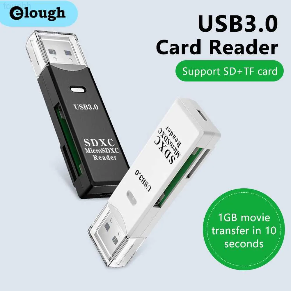 Memory Card Readers Elough 2 in 1 USB 3.0 카드 리더 USB에서 SD TF 메모리 카드 리더 카드 PC 노트북 액세서리 플래시 드라이브 멀티 스마트 Cardre L230916