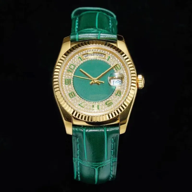Groen geëmailleerd Full Star hoogwaardig heren- en dameshorloge met dubbele kalender twee graden waterdicht super waterdicht effect saffierglas super lichtgevend luxe horloge