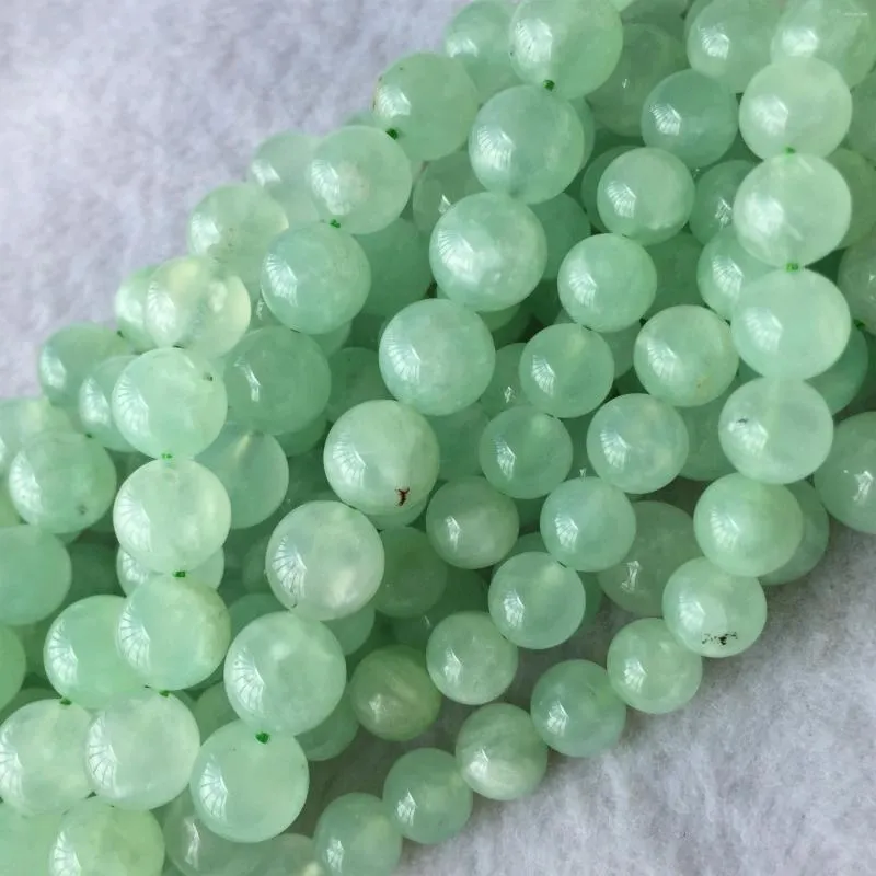 Lösa ädelstenar Veemake Green Prehnite DIY Halsband armband örhängen naturlig charm ädelsten kristall runda pärlor för smycken tillverkning 06069