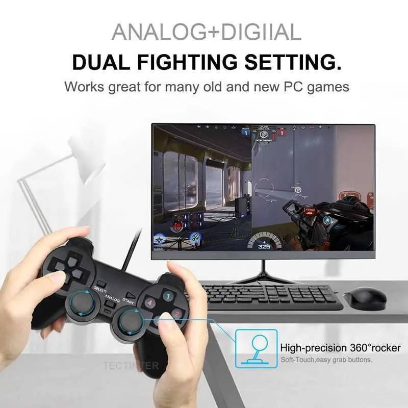DHgate.com:Wired USB PC Game Controller for Windows - Black Joystick ...