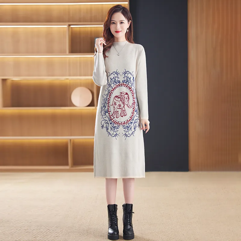 Vintage Cashmere Blend Midi Sweater Dress for Women with Crew Neck and Lantern Long Sleeves, Mid-Calf Length, Slim Fit A-Line Silhouette from Dhgate Basic & Casual Dresses - price 44.22 Vintage Cashmere Blend Midi Sweater Dress for Women with Crew Neck and Lantern Long Sleeves, Mid-Calf Length, Slim Fit A-Line Silhouette from Dhgate Basic & Casual Dresses - price 44.22