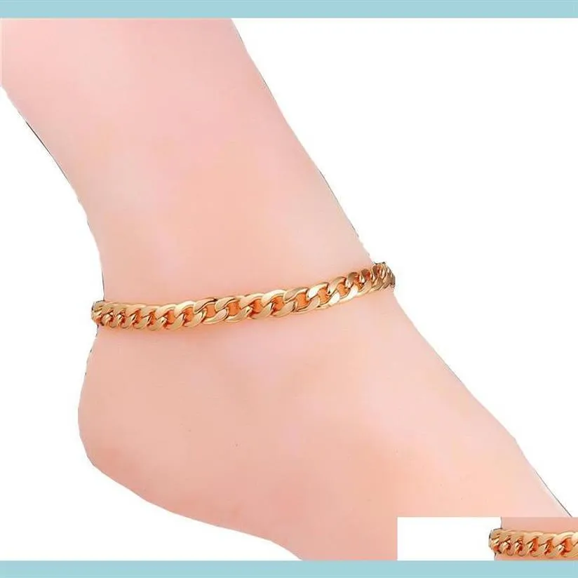 Tornozeleiras gota entrega 2021 verão jóias pé na perna cor de ouro pulseira tornozelo link corrente tornozeleira pulseiras para mulher jtueg250a