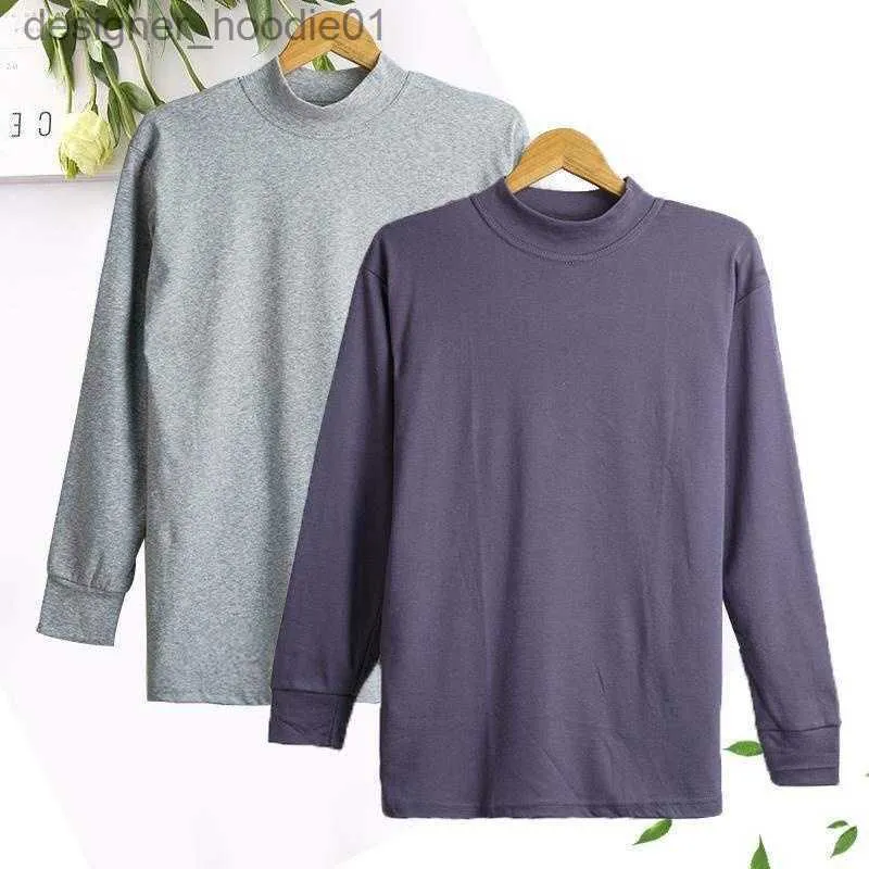 Men's Hoodies Sweatshirts Discounted Men's elderly autumn mid-neck cotton long-sleeved T-shirt 1pc top mid-high collar bottoming underwear L230916