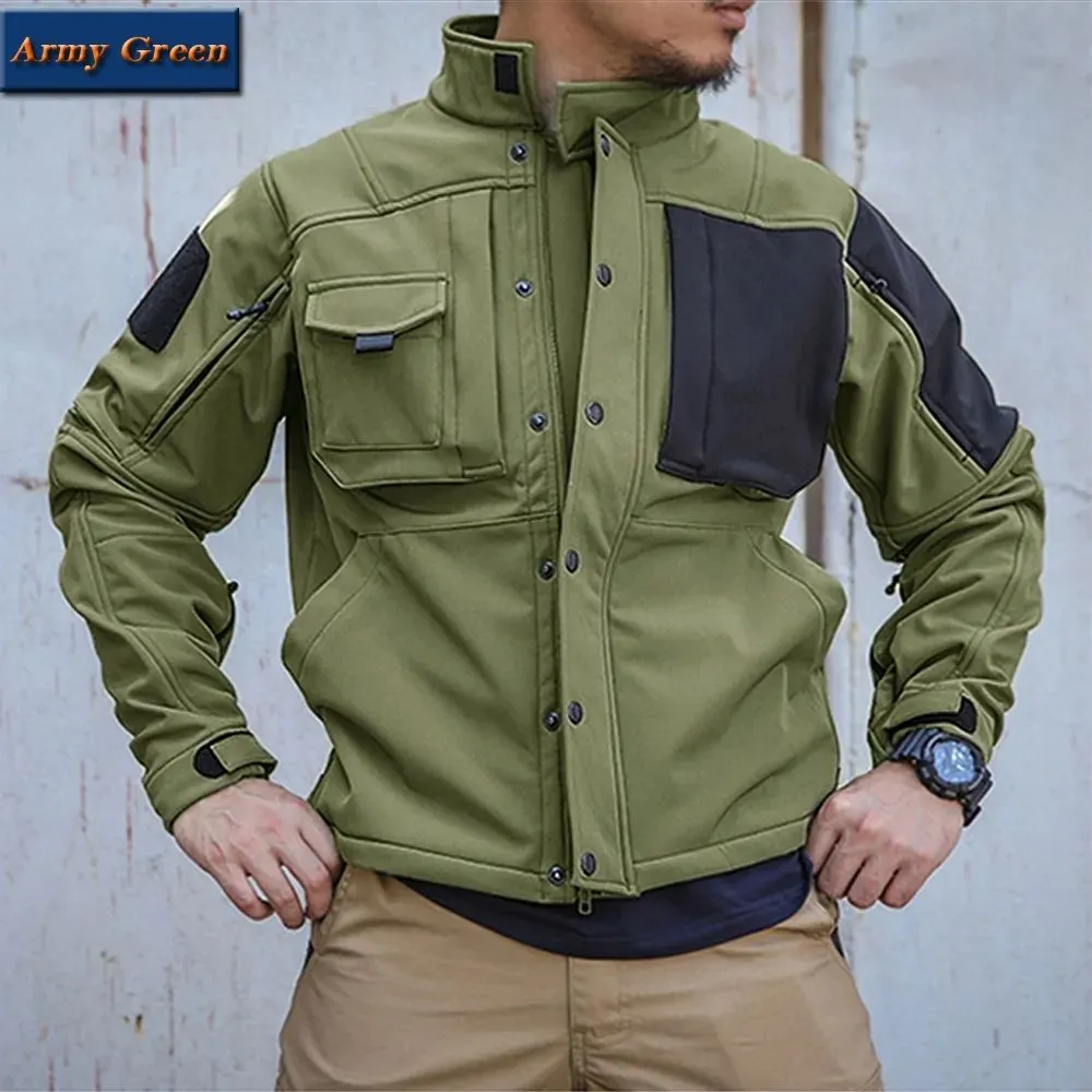 Mens Tactical Jackets Shark Skin Military Soft Shell Jacket Man Waterproof Windproof Fleece Warm Motorcycle Multi pocket Army Coats Tekdg