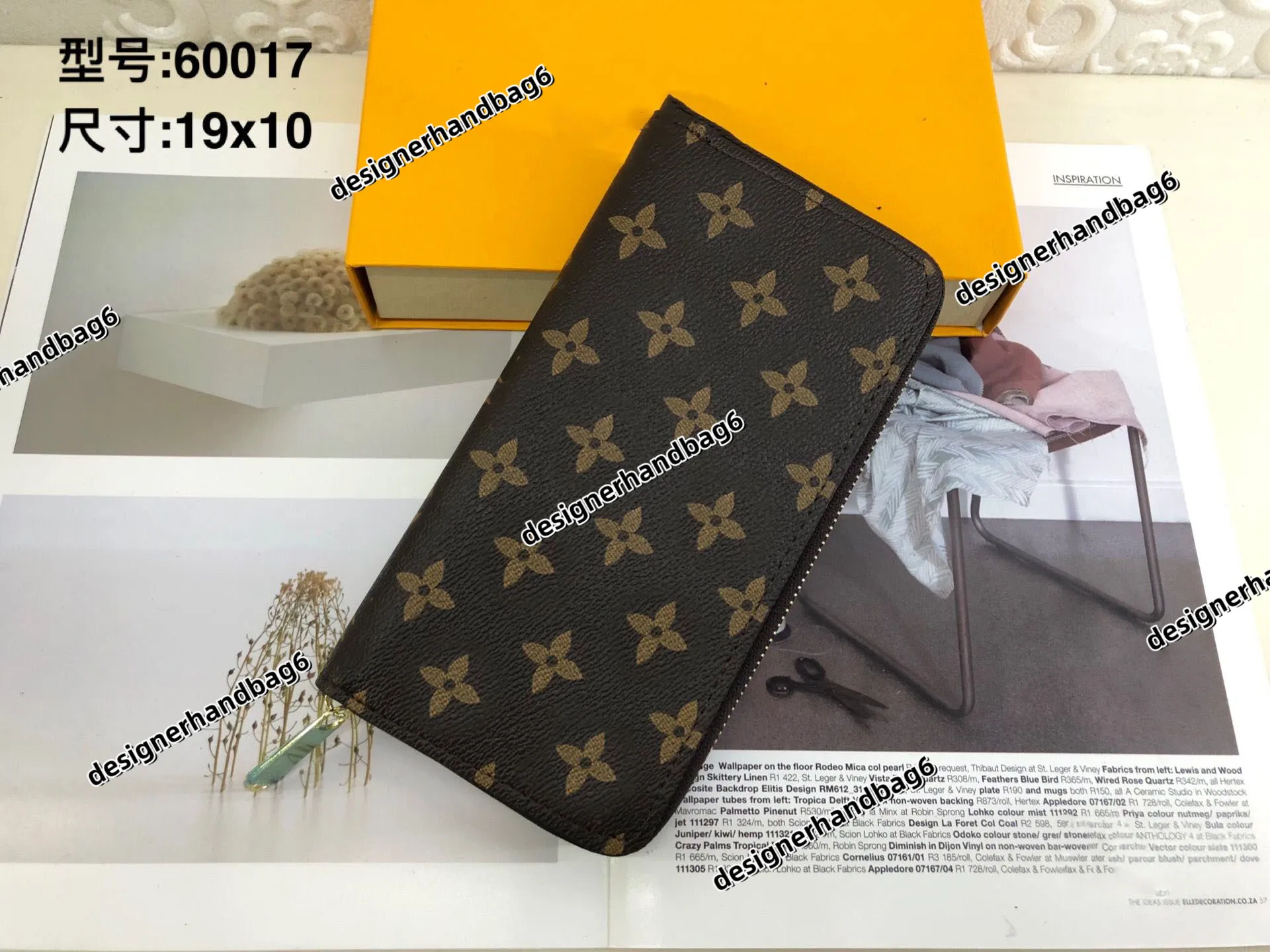 Lüks tasarımcılar pu deri kadın erkek cüzdan gerçek deri cüzdan tek fermuar cüzdan bayan bayanlar uzun klasik çanta çiçek kutu m60017 çanta ücretsiz gönderim