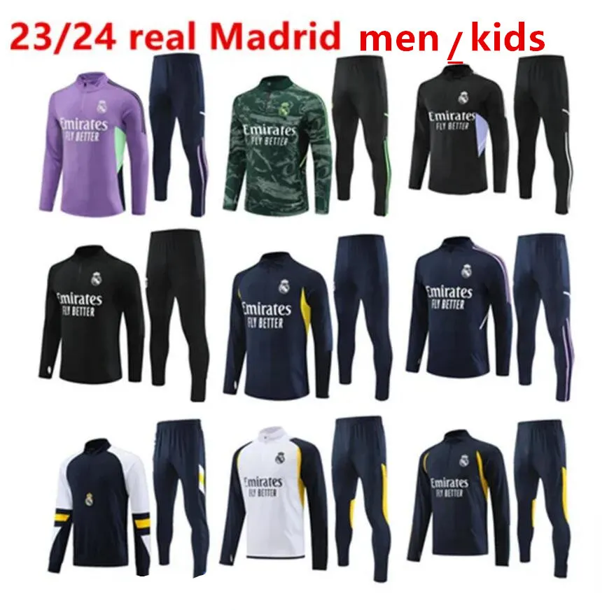 23/24 /25 Real Madrid Soccer Trackuit Boys Boys Football Trackuit Kit Bellingham Vini Jr.Kit di calcio uomini e bambini Chandal Real Madrid FOOTTO DI SPETTRO