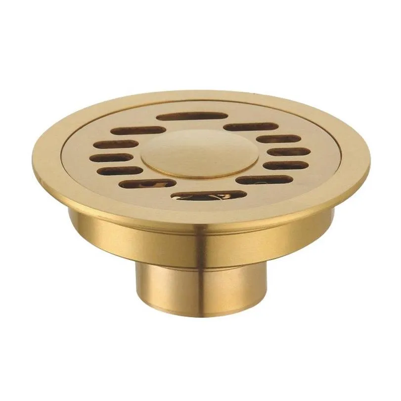 Other Bath & Toilet Supplies 10 CM Brass Round Floor Drain Cover Shower Waste Drainer Grate Gold221Q