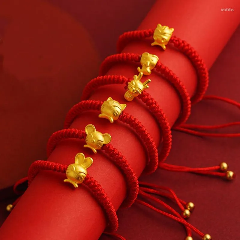 Bracelet en corde rouge du zodiaque chinois, fil en Carton, fait à la main, réglable, bijoux à la mode, cadeau porte-bonheur pour femmes et hommes