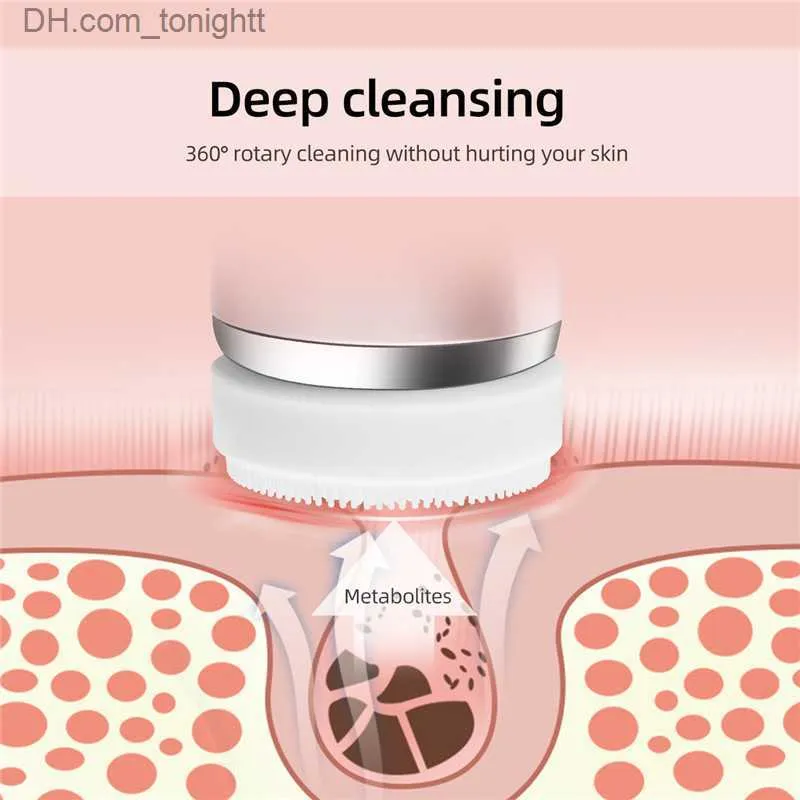 Skönhetsutrustning 4 i 1 Electric Face Cleansing Brush Rotary Silicone Deep Clean Exfoliate Acne Borttagning Powered Facial Cleansing Devices Q230916