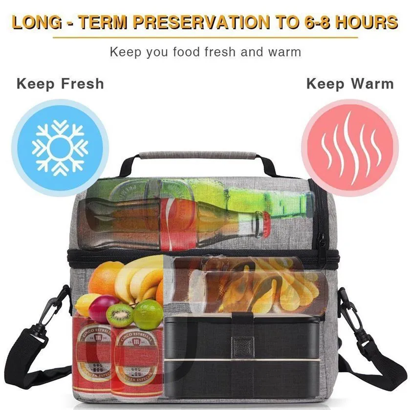 Geïsoleerde thermische tas Dames Heren Multifunctioneel 8L Koeler en warm houden Lunchbox Lekvrij Waterdicht Zwart Y200429268V