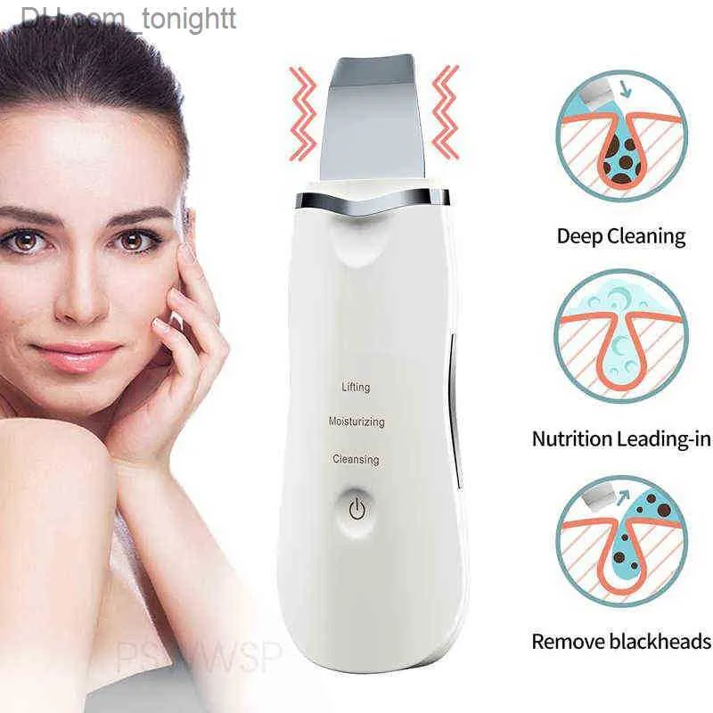 Beauty Equipment Ultrasonic Skin Scrubber Facial Pore Cleaner Machine Blackhead Remover Deep Cleaning Beauty Device Face Cleansing Brush 220520 Q230916