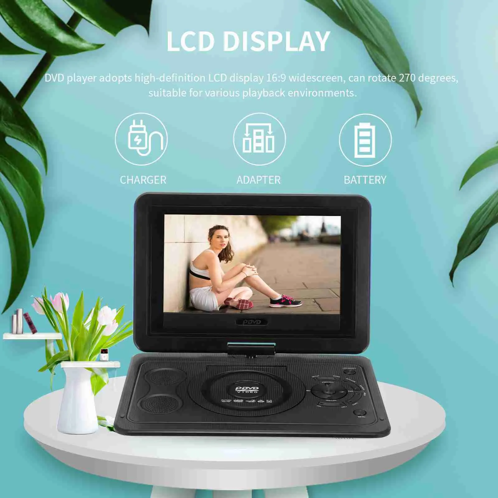 Reproductor De DVD Portátil De 9 Pulgadas Con Pantalla Giratoria,  Reproductor De TV De Juego De CD VCD, USB, Control Remoto, Uso De  Automóviles En Casa De 27,27 € | DHgate, image size:1600x1600