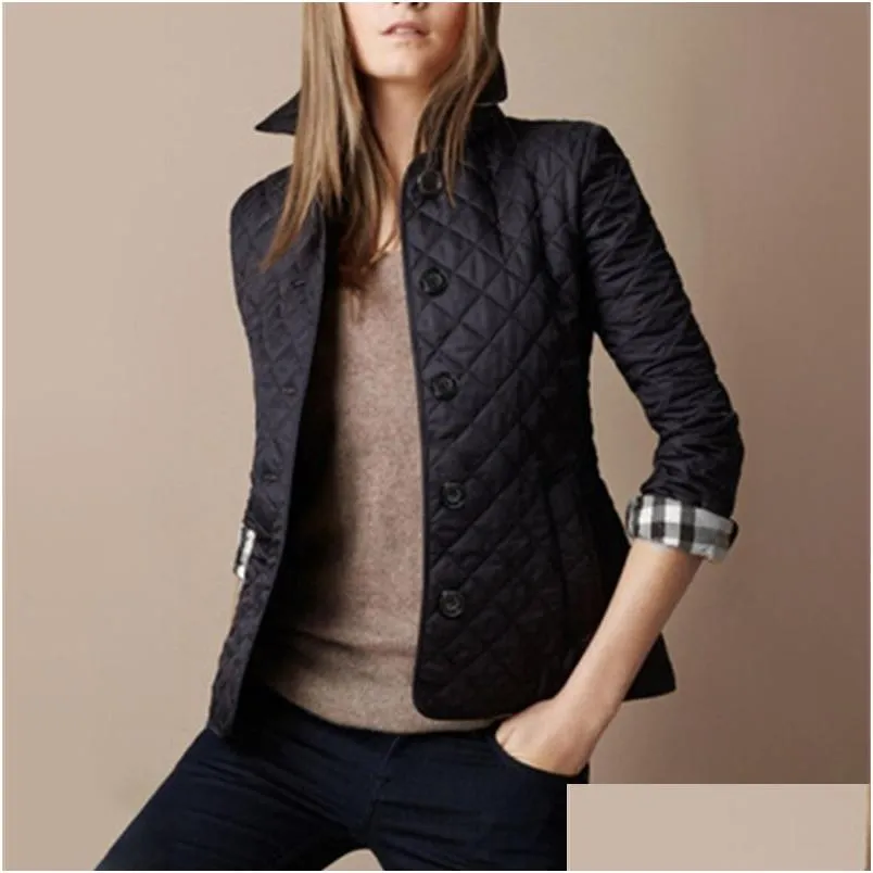 Women's Jackets Femmes Manteaux d'extérieur Veste Hiver Automne Manteau Mode Coton Slim Style Britannique Plaid Quilting Rembourré Parkas Plus Dhyxz