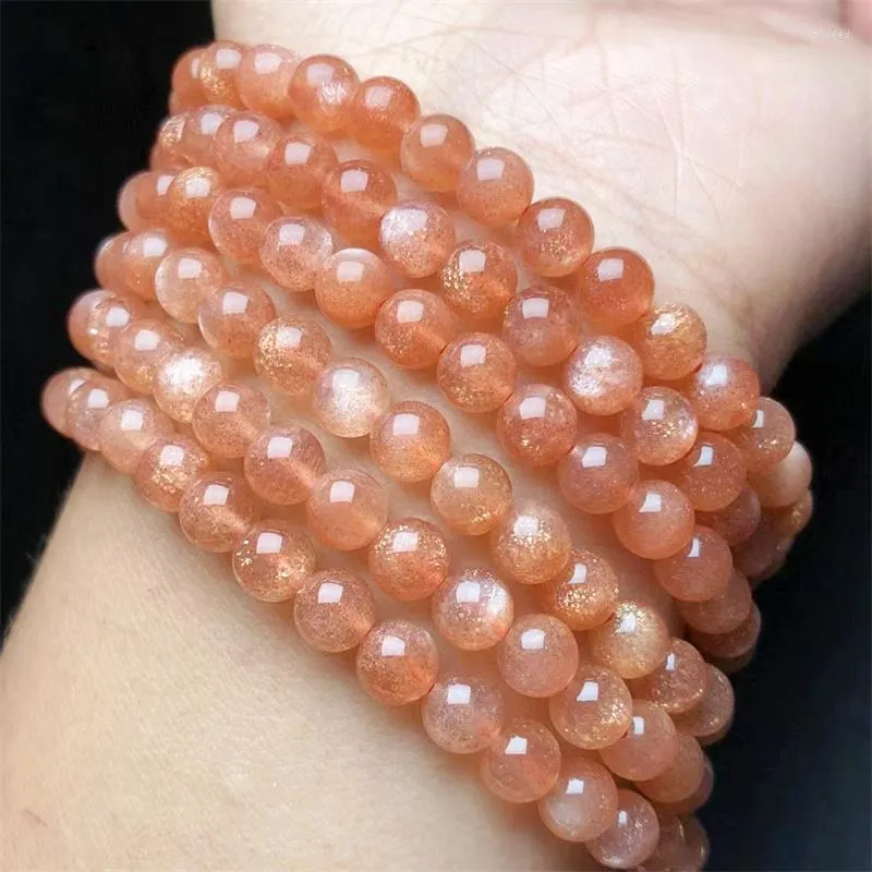 Filo di pietra di luna arancione naturale Bracciale a triplo cerchio Guarigione Moda Reiki Cristallo Fengshui Gioielli Regalo di compleanno 6mm 1 pz