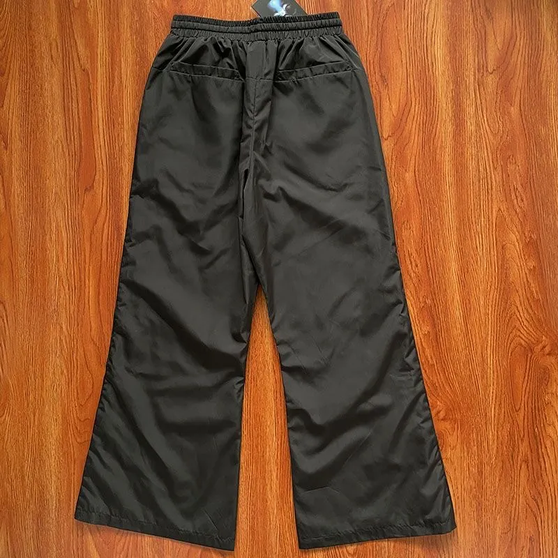  Waxed Nylon Button Pants Breasted men straight tube loose button high street wide legs Sweat-wicking for Fitness Dancing Sweatpants Running Track Pants