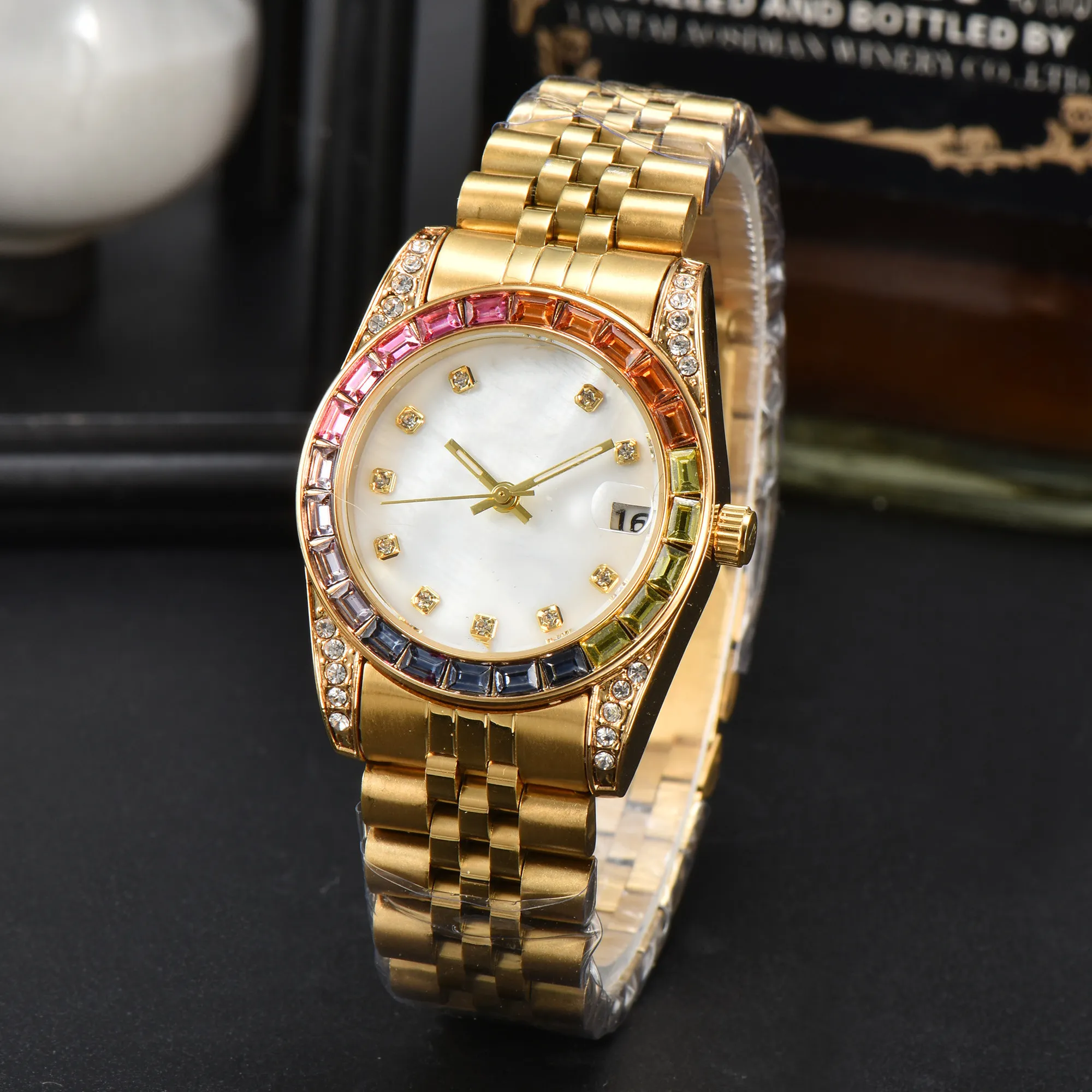 Cheap gold watches with diamonds hotsell
