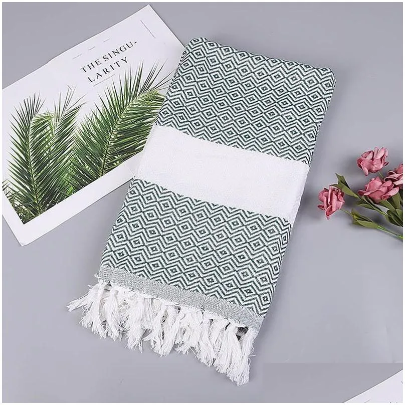 Towel Turkish Beach Sports Sauna Tassel Shawls For Women Outdoor Sunsn Pahom Manta Female Drop Delivery Home Garden Textiles Dhjqt