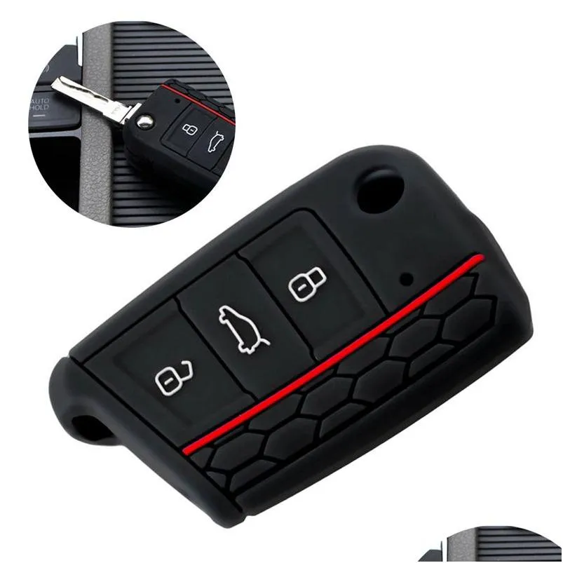 Clé de voiture durable Sile Er Case Cap Télécommande pour Volkgen Golf 7 Nissan Xterra Drop Delivery Mobiles Motos Intérieur Accessori Dhneh