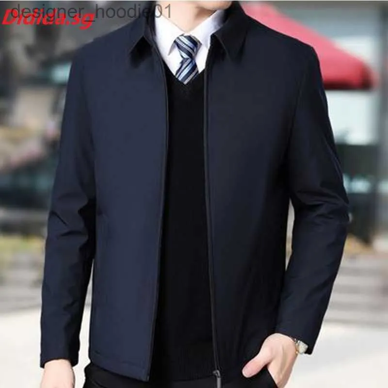 Sudaderas con capucha para hombres Sudaderas Chaqueta para hombres de negocios Otoño Viento Abrigos casuales Cuello vuelto Cremallera Simple Hombres mayores de mediana edad Ropa de papá Oficina Outerwea L230916