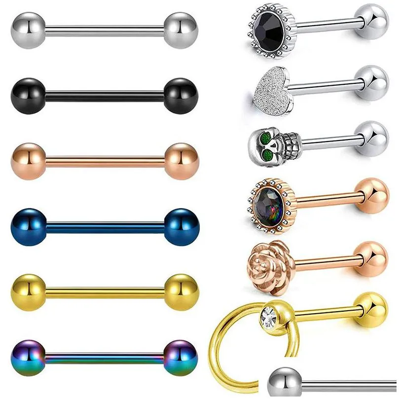 Anillos de lengua 14Gnipple Cz Jeweled Heart Arrow Top Straight Pezón Piercing Bar Joyería del cuerpo para mujeres hombres 5/8 16 mm Gota Deliv Dhgarden Dhzhm