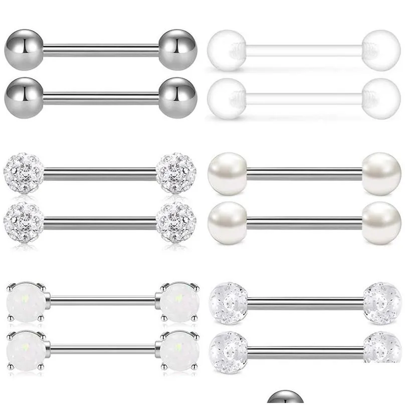 Tongue Rings 14G Straight Barbell Surgical Steel Viper Tip Nipple Piercing Bar Drop Delivery Jewelry Body Dhgarden Dhf4G