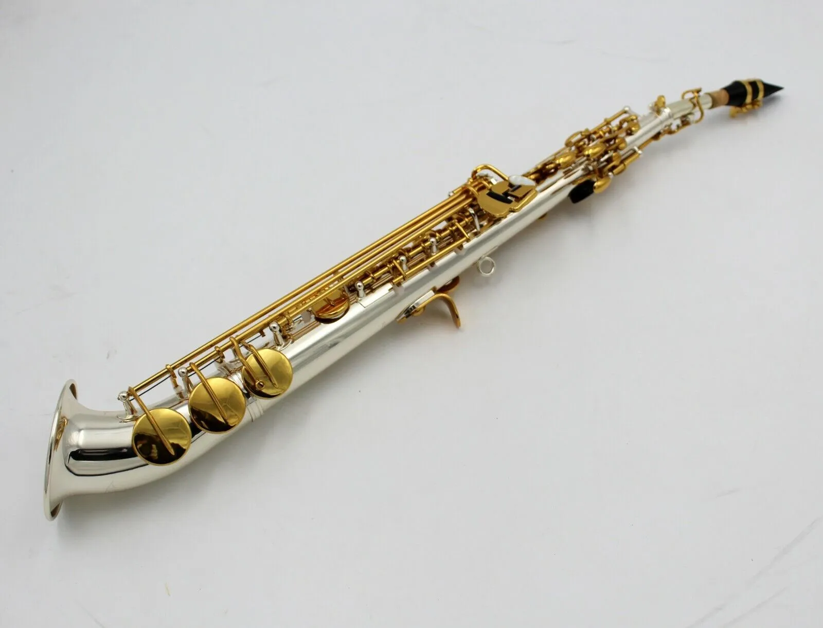 Em Pro Silver Plated Curved Bell J Type Bell Straight Soprano Saxophone Saxello 00 00