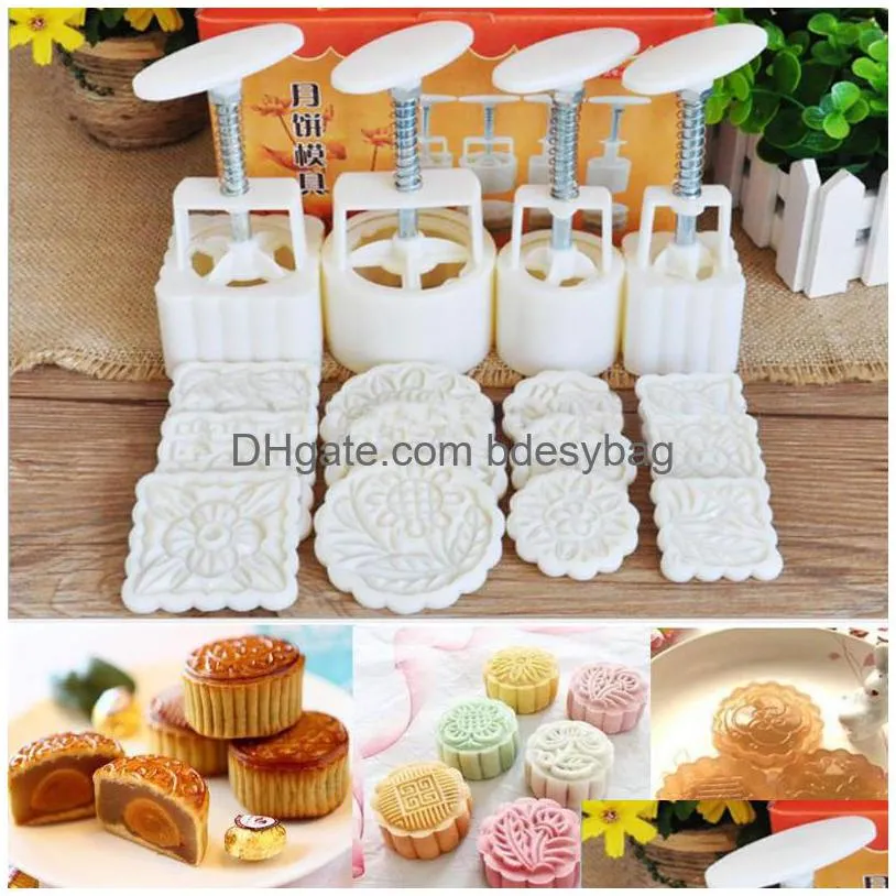Baking Pastry Tools 16Pcs Moon Cake Fandant Decoration Mod 12Pcs Petals Templates 4Pcs Round Square Mayitr Drop Delivery Home Garden K Dhnzl