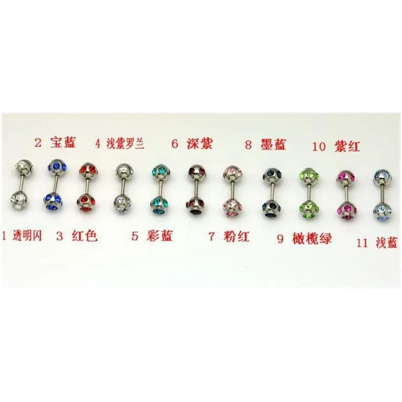 舌のリング全体チタンスチール11色110pc