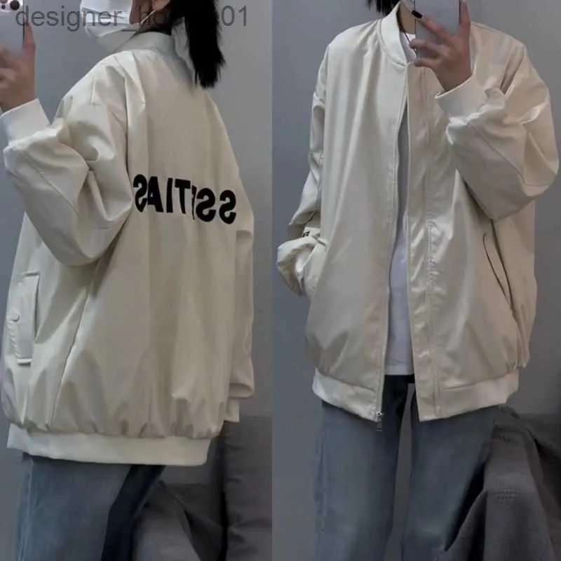 Женские куртки Корейский стиль Ins Jacket Женская повседневная бейсбольная форма Свободная куртка для пары L230916