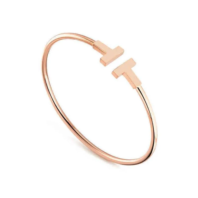 luxury designersteel titanium jewelry letter t wire bracelets bangles for women pulseiras adjtable femmerary