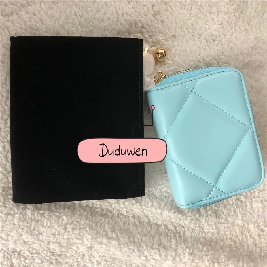 12X8X2 5cm bleu mode fermeture éclair porte-cartes C sélections sacs de rangement classiques pourch maquillage organisateur avec sac à poussière et cadeau 258F