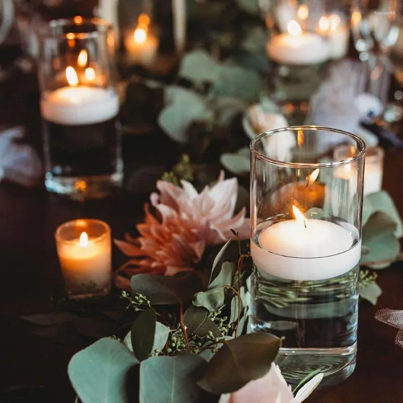 Candelabros Centros de mesa para bodas Cilindro de vidrio Velas flotantes Jarrones con