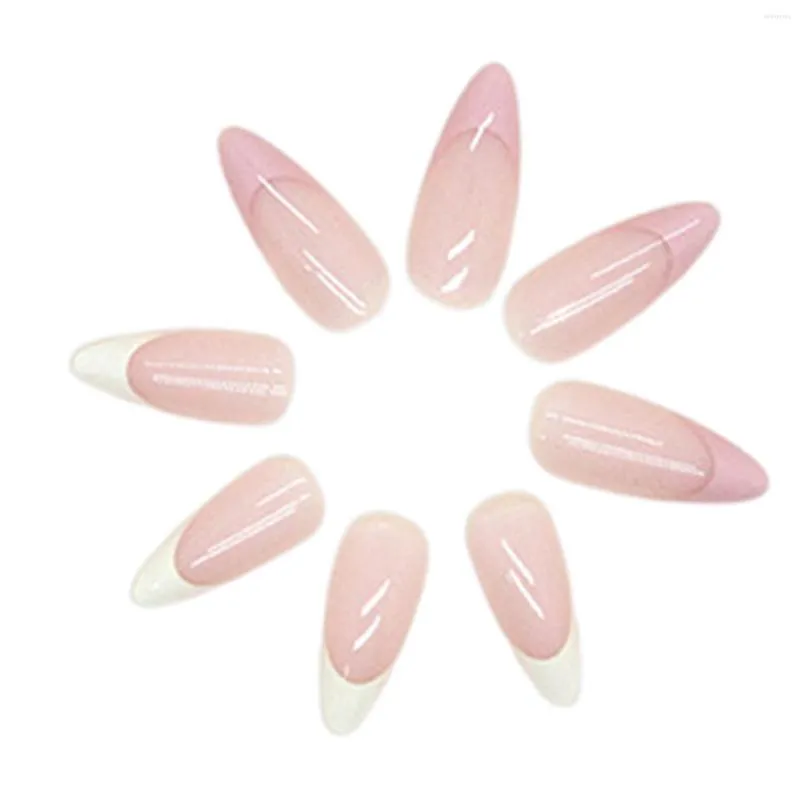 False Nails Pink & White Almond Fake Durable Never Splitting For Dating Party Valentines Year